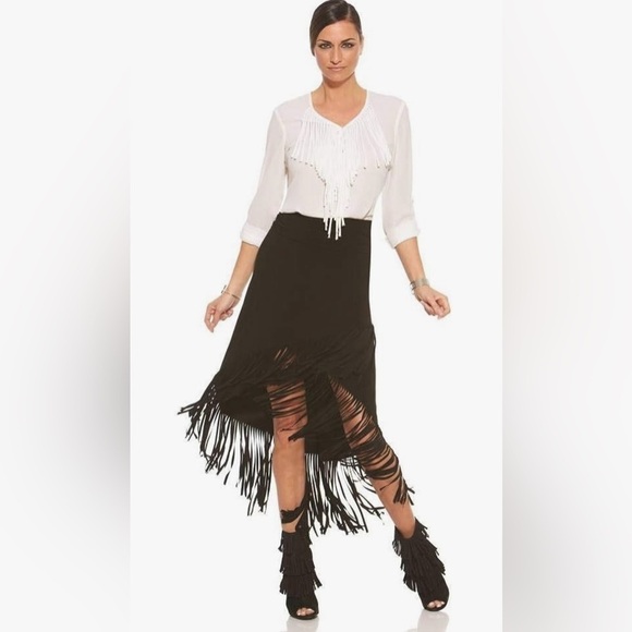 Joseph Ribkoff Jupe Pour Dame Fringe Asymmetrical Skirt Sz6 - Picture 1 of 12